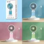 Mini Portable Usb Hand Fan Built-in Rechargeable Battery Operated Summer Cooling Table Fan With Standing Holder Handy Base For Home Office Indoor Outdoor Travel