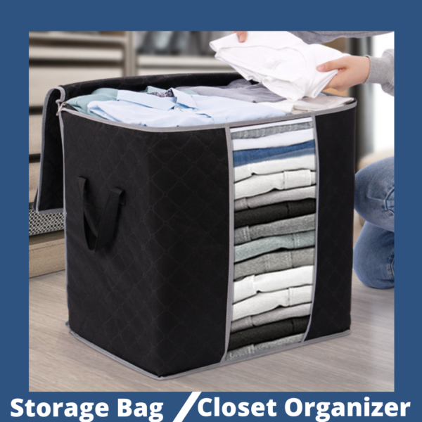 Foldable Zipper Storage Bag Fabric Organiser With Reinforced Handles