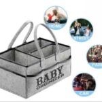 Foldable Baby Diaper Caddy Organizer – Portable Storage Basket – Essential Bag For Nursery, Changing Table And Car – Waterproof Liner Is Great For Storing Diapers, Bottles