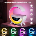 Bt- 3401 G Lamp Multi-functional Led Clock Display Speaker Wireless Charging Bluetooth Speaker Atmosphere Lamp With Alarm Clock Sound Machine Night Light 15w Wireless Charger Speaker For Bedside Lamp Desk Ambient Lighting